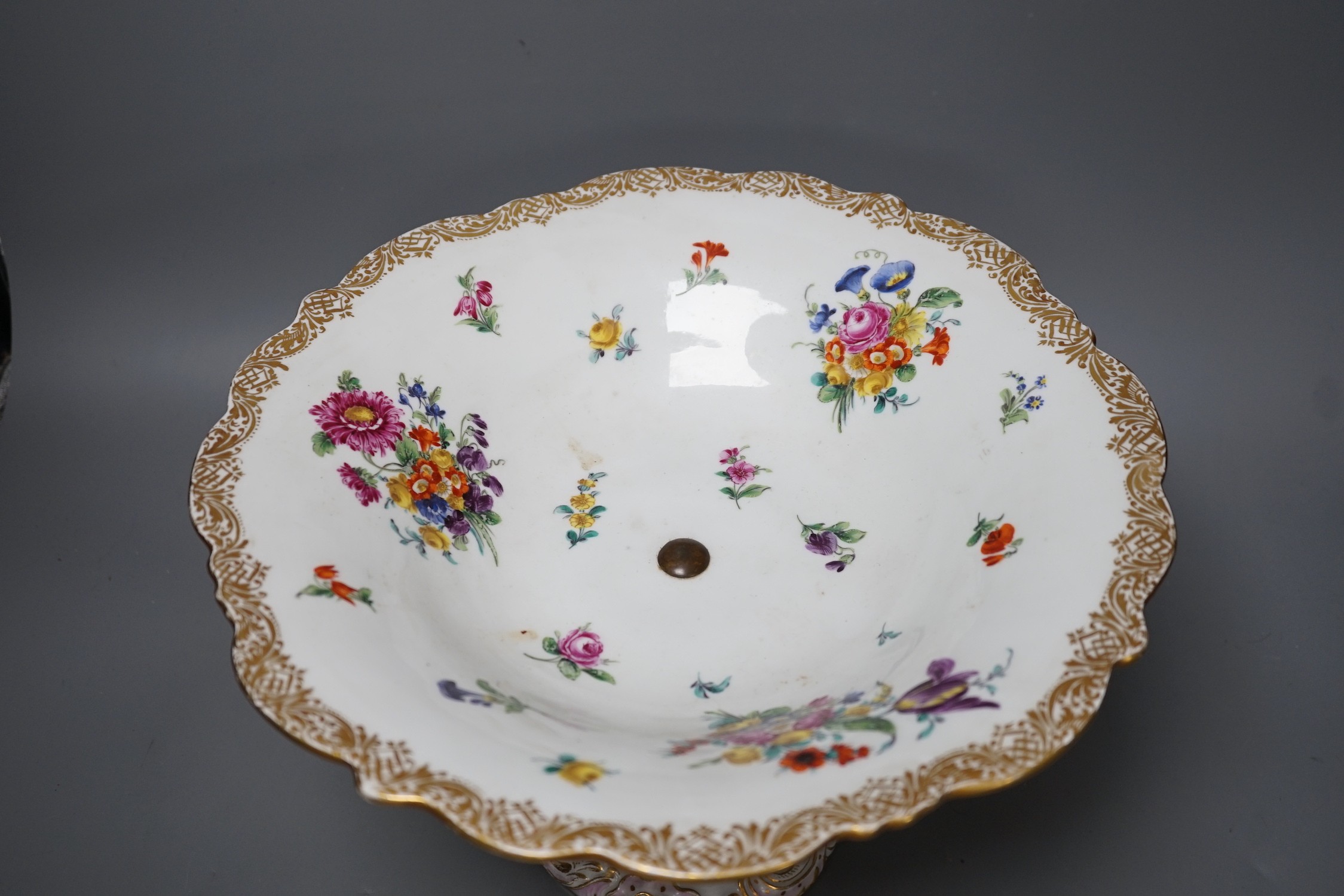 A late 19th century Meissen comport, 31.5cm diameter